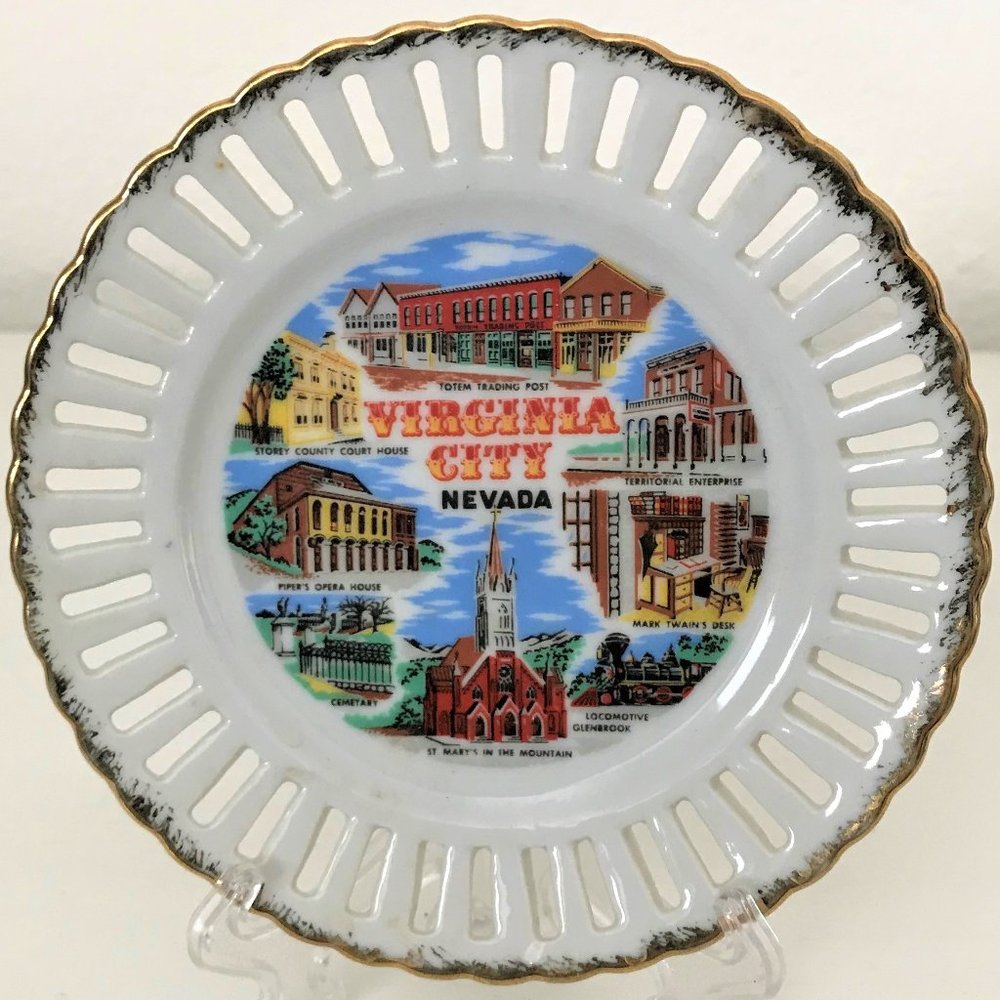Virginia City, NV, souvenir state plate VINTAGE